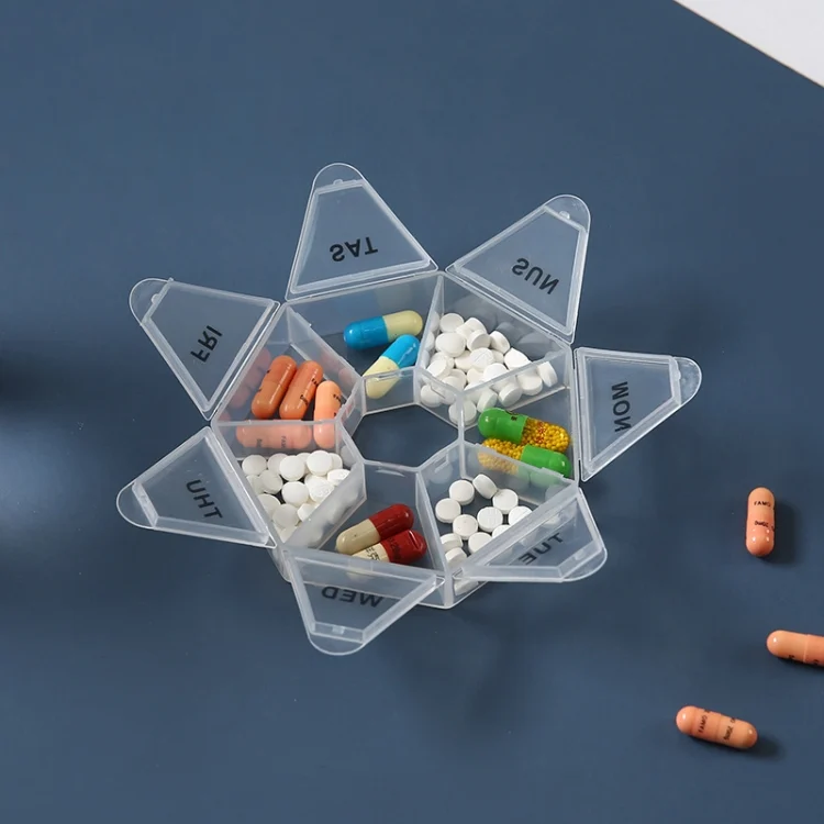 TBD06050551_B8.webp 2pcs Portable Transparent Moisture-Proof Weekly 7-grids Pill Storage Box - Image 9