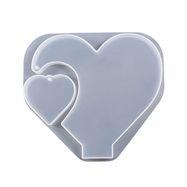 DIY Glue Double Heart-Shaped Hanging Photo Frame Display Stand Silicone Mold