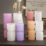 DIY Geometric Cylinder Vertical Stripe Candle Silicone Mold Resin Ornaments Mold - Image 5