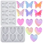 DIY Crystal Glue Heart Butterfly Pendant Keychain Ornament Silicone Mold - Image 4