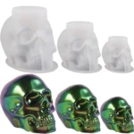 DIY Epoxy Candle Skull Keychain Pendant Silicone Mold Halloween Ornaments Mold - Image 4