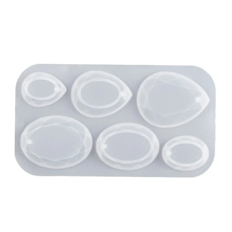 DIY Crystal Epoxy Cross Section Oval Pendant Earring Silicone Mold