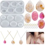 DIY Crystal Epoxy Cross Section Oval Pendant Earring Silicone Mold - Image 2