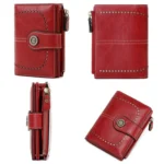RFID Anti-theft Brush Women Wallet Multi Card Position Buckle Wallet Short Zipper Purse - Image 4