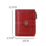 RFID Anti-theft Brush Women Wallet Multi Card Position Buckle Wallet Short Zipper Purse - Image 6