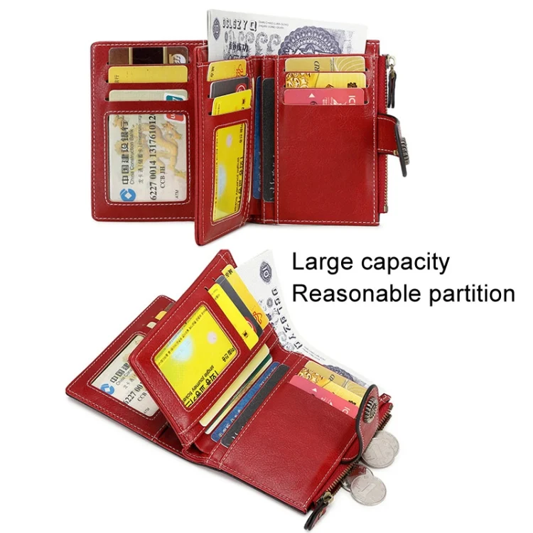 TBD06050661_B7.webp RFID Anti-theft Brush Women Wallet Multi Card Position Buckle Wallet Short Zipper Purse - Image 8