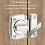 Stainless Steel Rotate Bolt Latch Anti-Theft Security Bathroom Door Lock Spring Latch - Image 7