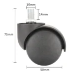 M10 Screw Quiet Swivel Chair Universal Wheels Office Chair Roller Casters - Image 5