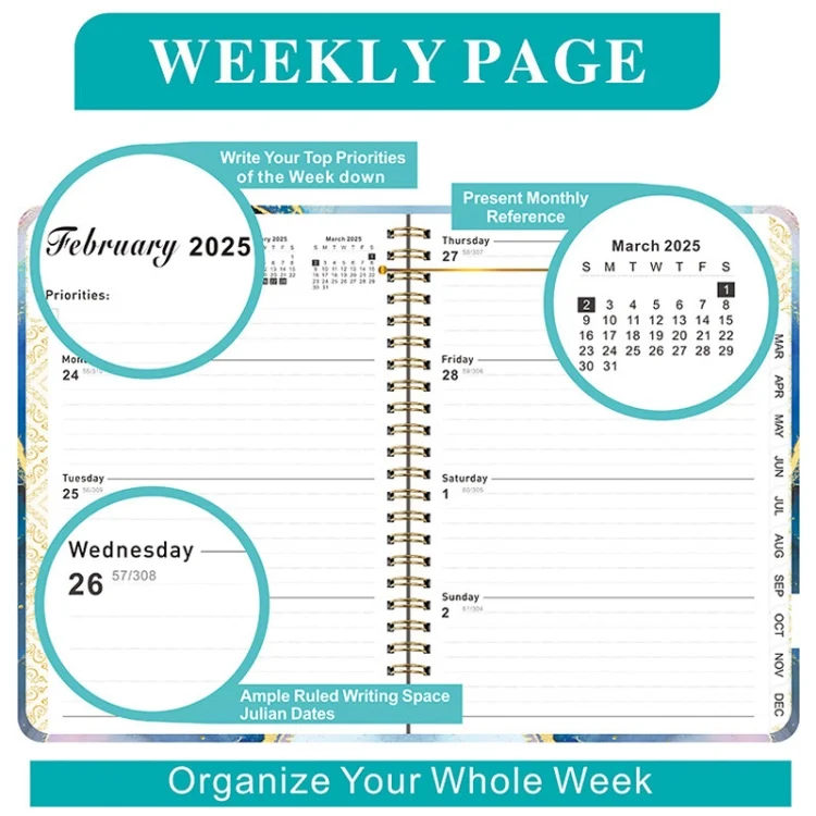 TBD06050689_B5.webp 2025 English Notebook A5 Coil Notepad 365 Day Work Schedule Diary - Image 6