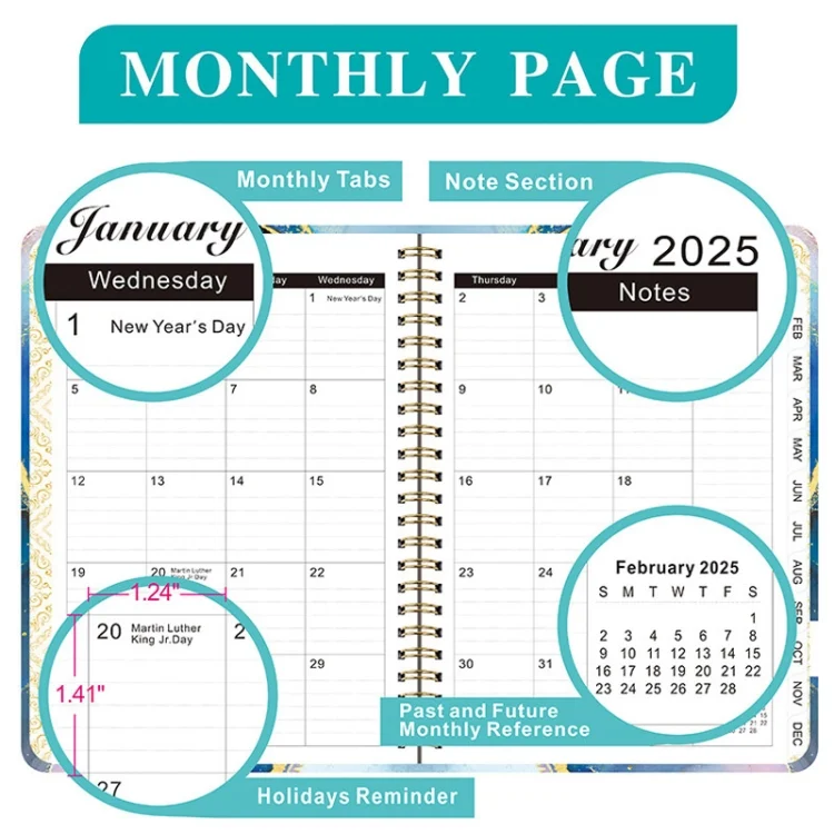 TBD06050689_B6.webp 2025 English Notebook A5 Coil Notepad 365 Day Work Schedule Diary - Image 7