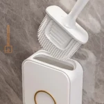 Wall-mounted Toilet Brush and Holder Set Odorless Design with Lid Bathroom Cleaning Kit - Image 3