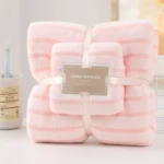 2pcs /Set Thickened Coral Velvet Bath Towel Beach Towel Soft Absorbent No Linting