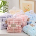 2pcs /Set Thickened Coral Velvet Bath Towel Beach Towel Soft Absorbent No Linting - Image 8
