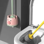 Cute Cartoon Toilet Brush Bathroom Cornerless Wall Mounted With Base Cleaning Brush - Image 2