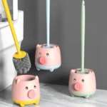 Cute Cartoon Toilet Brush Bathroom Cornerless Wall Mounted With Base Cleaning Brush - Image 3