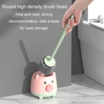 Cute Cartoon Toilet Brush Bathroom Cornerless Wall Mounted With Base Cleaning Brush - Image 7