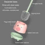 Cute Cartoon Toilet Brush Bathroom Cornerless Wall Mounted With Base Cleaning Brush - Image 8