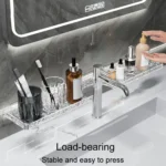 Punch-Free Bathroom Faucet Shelf Home Bathroom Vanity Storage Stand - Image 12