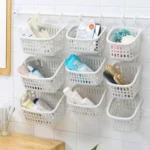 Plastic Hanging Basket With Hook Kitchen Storage Drain Basket Shelf Bathroom Organizer - Image 2