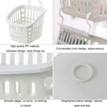 Plastic Hanging Basket With Hook Kitchen Storage Drain Basket Shelf Bathroom Organizer - Image 5