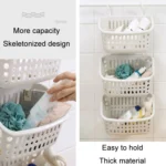 Plastic Hanging Basket With Hook Kitchen Storage Drain Basket Shelf Bathroom Organizer - Image 7