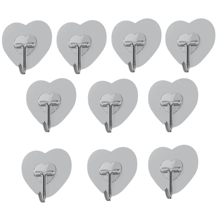 TBD0605100101.webp Transparent Self Adhesive Heart-shaped Hooks Door Wall Multi-Function Key Storage Hanger - Image 1