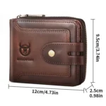 BULL CAPTAIN 232 RFID Anti-Theft Cowhide Men Zipper Wallet Vintage Business Card Holder - Image 2