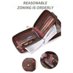 BULL CAPTAIN 232 RFID Anti-Theft Cowhide Men Zipper Wallet Vintage Business Card Holder - Image 3