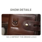 BULL CAPTAIN 232 RFID Anti-Theft Cowhide Men Zipper Wallet Vintage Business Card Holder - Image 4