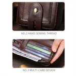 BULL CAPTAIN 232 RFID Anti-Theft Cowhide Men Zipper Wallet Vintage Business Card Holder - Image 5