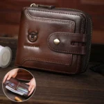 BULL CAPTAIN 232 RFID Anti-Theft Cowhide Men Zipper Wallet Vintage Business Card Holder - Image 9