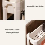 Bathroom Door Narrow Shelf Toilet Crack Floor Trolley Organiser - Image 4