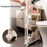Bathroom Door Narrow Shelf Toilet Crack Floor Trolley Organiser - Image 6