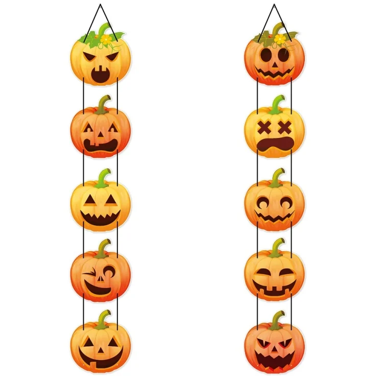 1pair Halloween Party Door Pumpkin Hanging Decoration Door Decoration Supplies