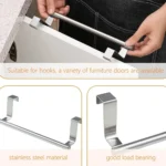 No-Punch Stainless Steel Over Door Towel Rack Cabinet Door Rag Hanging Holder - Image 7