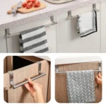 No-Punch Stainless Steel Over Door Towel Rack Cabinet Door Rag Hanging Holder - Image 9