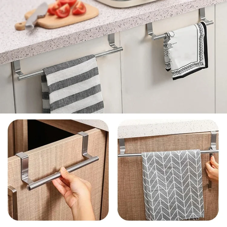TBD06051210_B8.webp No-Punch Stainless Steel Over Door Towel Rack Cabinet Door Rag Hanging Holder - Image 9