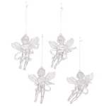 4pcs /Pack Acrylic Angel Christmas Tree Ornaments Christmas Decorations Pendants