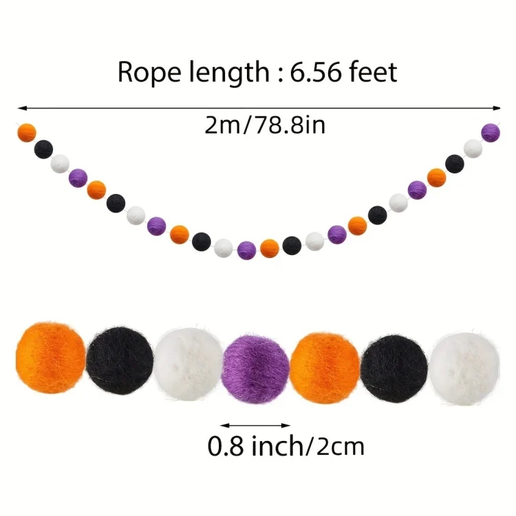 TBD06051250_B1.webp 2m Halloween Felt Ball Pendant Horror Atmosphere Wool Ball Decoration - Image 2
