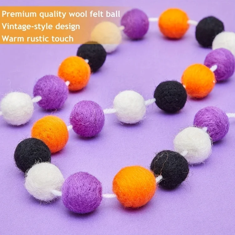 TBD06051250_B2.webp 2m Halloween Felt Ball Pendant Horror Atmosphere Wool Ball Decoration - Image 3
