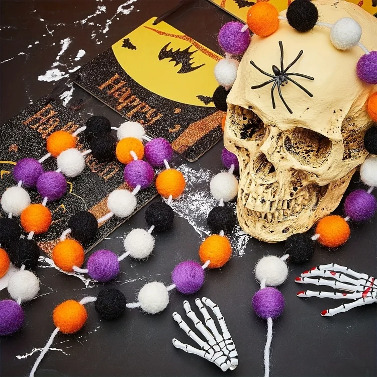TBD06051250_B4.webp 2m Halloween Felt Ball Pendant Horror Atmosphere Wool Ball Decoration - Image 5
