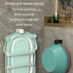 2pcs Bathroom Shelf No-Punch Washbasin Hook Kitchen Wall Mounted Storage Rack - Image 7