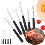 V-Shape Outdoor Portable Barbecue Fork Stainless Steel Barbecue Tool - Image 2