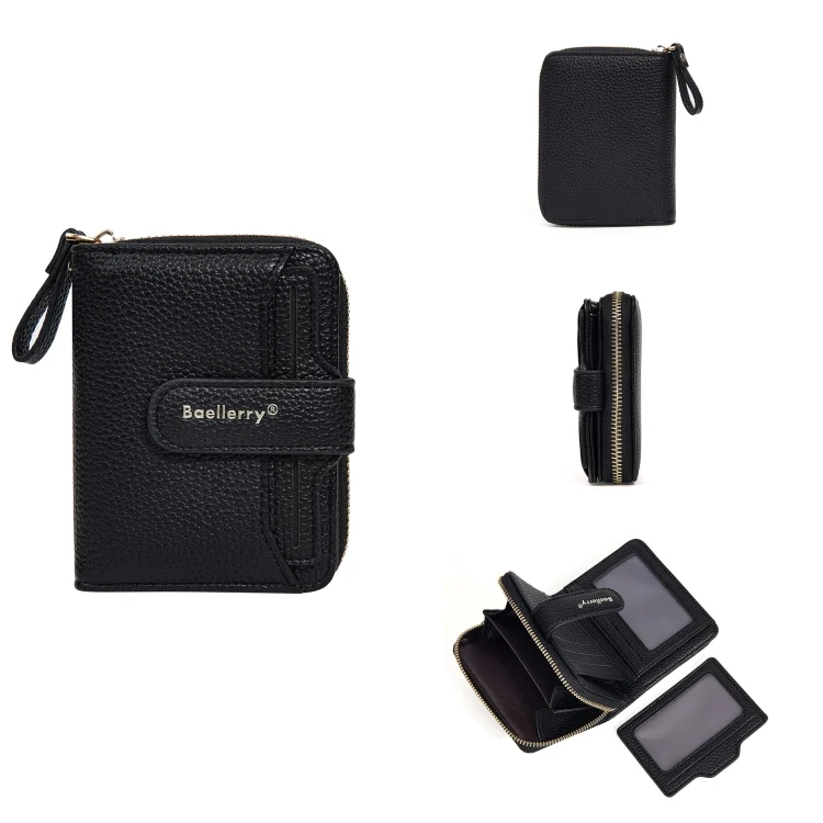 TBD0605130901A_1.webp Baellerry N1915 Lychee Pattern Multi-card Slot Zipper Women Short Wallet - Image 8