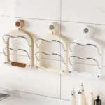 Wall Mount Pot Lids Holder No Punching Suction Cup Double Layer Storage Rack - Image 3
