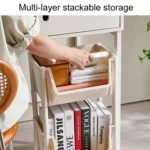 Household Movable Floor-Standing Trolley Bookcase Multifunctional Kitchen Bedroom Shelf With Wheels - Image 6
