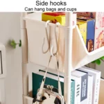 Household Movable Floor-Standing Trolley Bookcase Multifunctional Kitchen Bedroom Shelf With Wheels - Image 7