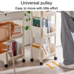 Household Movable Floor-Standing Trolley Bookcase Multifunctional Kitchen Bedroom Shelf With Wheels - Image 8