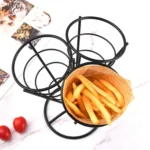 3 in 1 Taper French Fries Holder Stainless Steel Chips Basket Snack Stand - Image 2