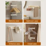 Retractable Clothes Rack Organizer Multifunctional Household Hole-Free Balcony Storage Shelf - Image 9